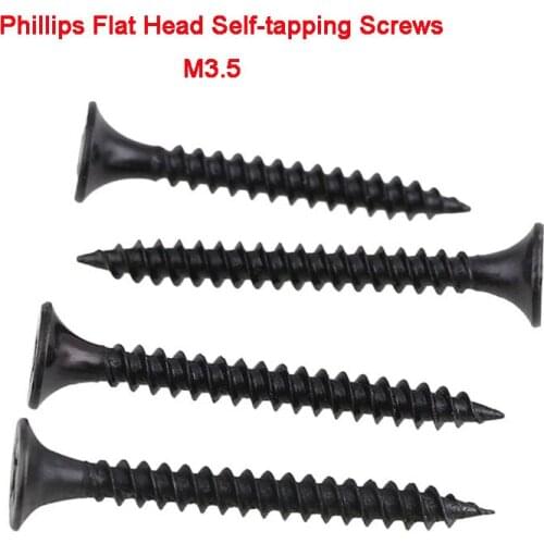 30Pcs Blue white zinc Flat Head Self-tapping Phillips Screws Wood Screw Hard Black Ash Phosphorus Drywall Screw M3.5