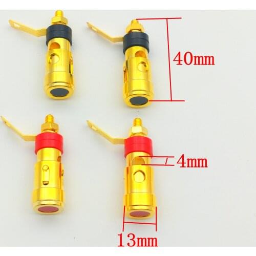 50pcs/ 100PCS Gold Plated 4mm L Banana Audio Plug Jack Socket Connector Amplifier Termin with Spring inside