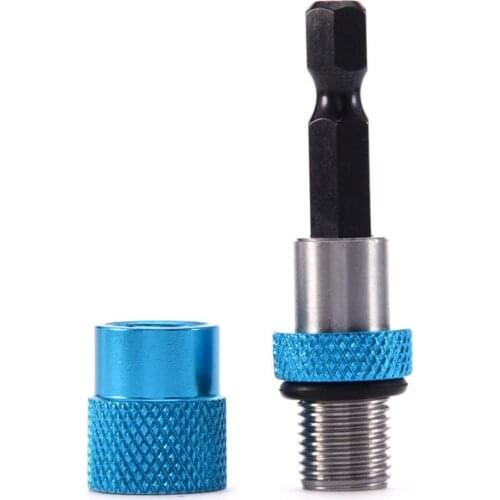 60mm Hex Shank Holder Single Blue Stainless Steel Post 1/4 Hex Shank Magnetic Drywall Screw Bit Holder Drill Screw Tool
