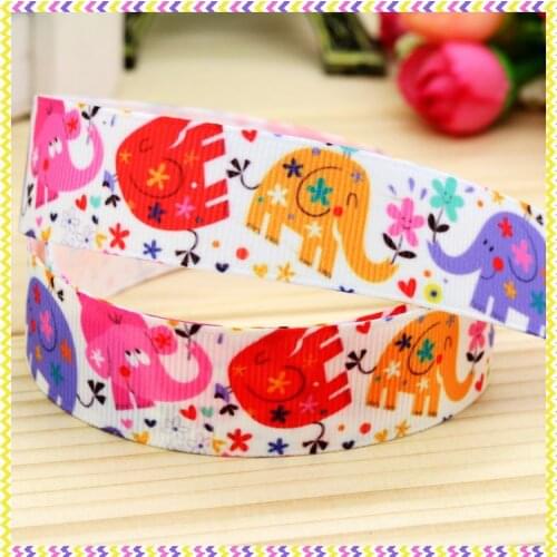 7/8'' Free shipping elephant printed grosgrain ribbon hairbow headwear party decoration diy wholesale OEM 22mm P4300