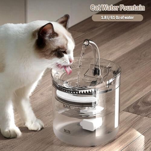 1.8L Automatic Cat Water Fountain Mute Pet Dog Water Feeder Dispenser Container Transparent Filter Drinker Dog Drinking Supplies