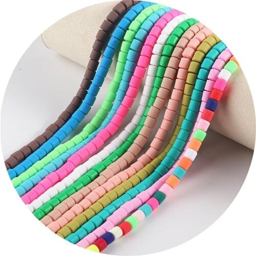 60Pcs Square 6.5mm Polymer Clay Beads Chip Disk Loose Spacer Handmade Beads For DIY Jewelry Making Bracelet Necklace Accessories