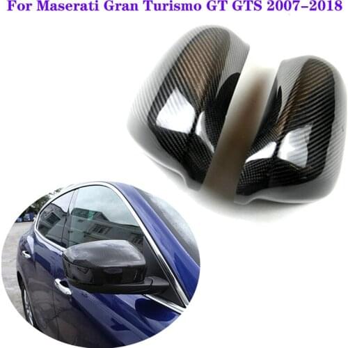 For Maserati Quattroporte Gran Turismo GT GTS 2007~2018 Car Rearview Mirror Covers Side Wing Rear View Mirror Caps Carbon Fiber