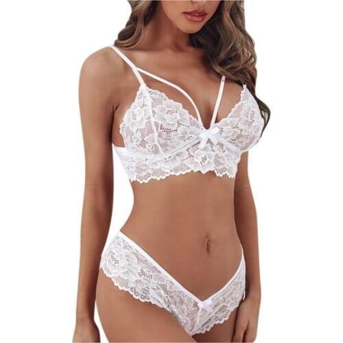 Women Plus Size Lingerie Sexy Lace Floral Bra Briefs Womens Underwear Set Transparent Erotic Lingerie Porno Sexy Costumes 5XL