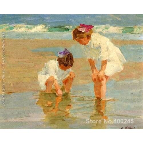 Edward Henry Potthast holiday Girls Playing in Surf handmade canvas art High quality