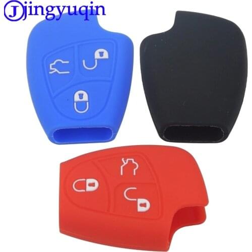 Jingyuqin 3 Buttons Remote Car Key Fob Case Cover For Mercedes-Benz B C E ML S CLK CL 3B 3BT Smart Key Silicone
