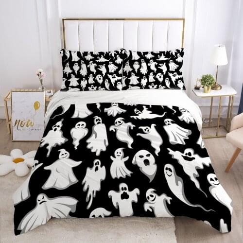 Bedding Sets 3D Print Flying ghost Duvet Cover Set Black and White Soft Bedspread with 1/2pc Pillow Case Bedline Twin Full Size