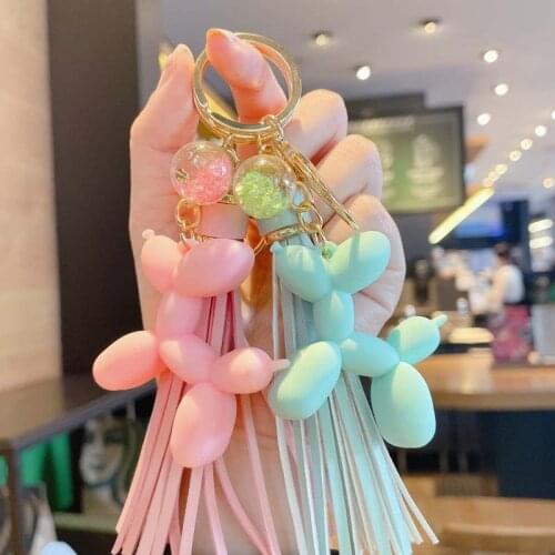 Colorful Soft Rubber Dog Keychains For Women Cartoon Balloon Dog Keychain Anime Key Chain Car Bag Pendant Key Ring Jewelry