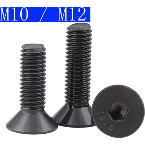 M10 - 1.5 10mm M12 - 1.75 12mm Black 10.9 Class Alloy Steel Hex Socket Countersunk Head Screw Flat Hex Socket bolts DIN 7991