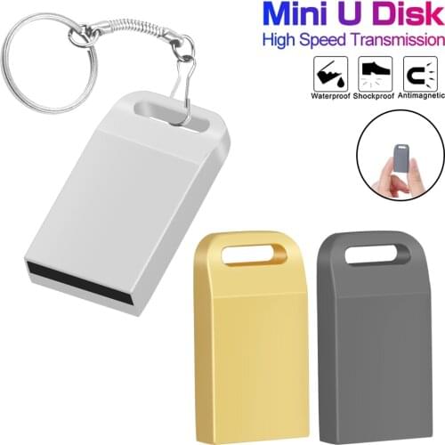 Super Mini usb 2.0 flash drive pen drive 16GB 32GB 64GB waterproof Metal Key pendrive Card Memory Stick Drives u disk with gift