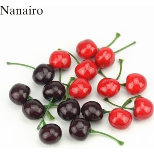 20Pcs Mini Simulation Small Cherry Foam Plastic Fake Artificial Fruit Model Party Kitchen Wedding Christmas Tree Decoration