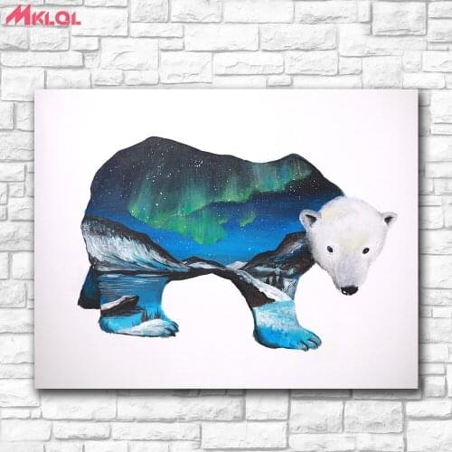 Fashion Oil Painting ABSTRACT Aurora Bear Canvas Painting For Living Room Home Decoration Oil Painting Wall Art Picture