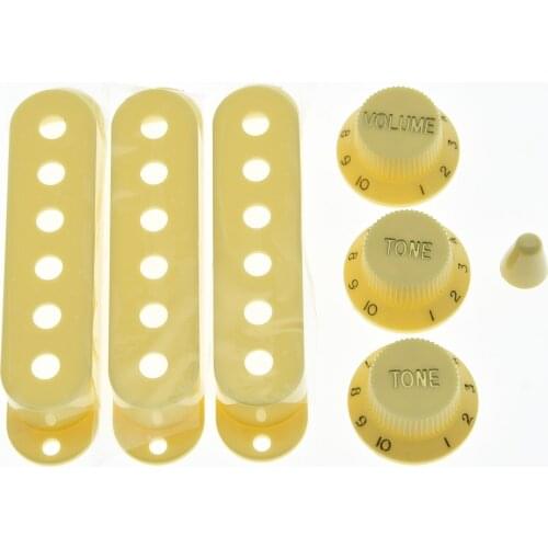 KAISH Vintage Strat ST Pickup Covers Strat Knobs Switch Tip Cream