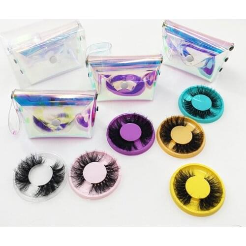 New Design Lash Packaging Holographic Lash Bags For 25mm Fluffy Mink Eyelashes Empty Lash Case