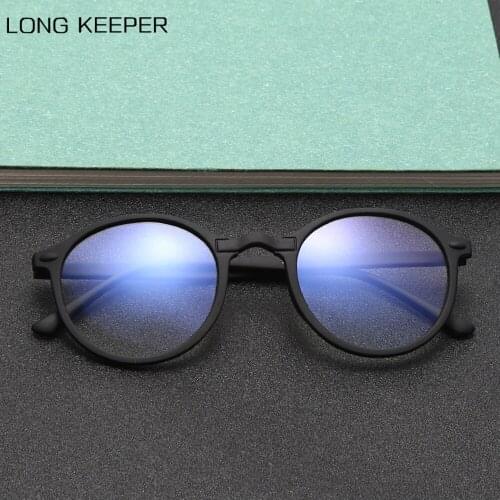 Unisex Anti Blue light Glasses Frame Men Women Vintage Round Clear Lens Eyeglasses Black Ultralight Optical Spectacle Frame