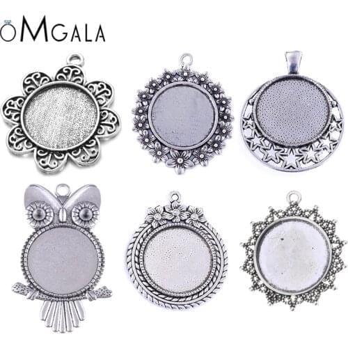 OMGALA 10pcs/lot 25mm Ancient Cabochon Base Tray Bezel Blank Setting For Pendant Necklace DIY Jewelry Making Findings jewellery