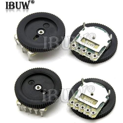 10pcs Double Gear tuning potentiometer B102 B103 B203 B503 B1K B10K B20K B50K 3Pin 5Pin 16*2mm Dial Potentiometer