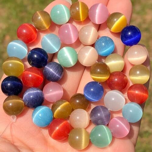 Multicolor Cats Eye Opal Natural Stone Glass 4/6/8/10/12MM Loose Spacer Moonstone Beads For Jewelry Making DIY Bracelet Finding