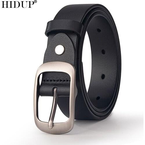 HIDUP Retro Design Pin Buckle Alloy Belt for Women Top Quality Solid Cowhide Leather Belts Jeans Accessories 2.8cm Width NWJ933