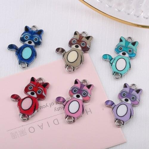 10PCS Silver Plated Enamel Colorful Fox Charm Connectors for Jewelry Making Bracelet Necklace Craft DIY Accessories 23x15mm