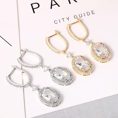 Gorgeous Silver Color Drop Earrings for Women White Jewelry Crystal Dangle Earrings Wedding Jewerly Accessories