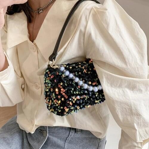 Women Mini Crossbody Bag For Women 2021 Quality Leather Pearl Sequins Shoulder Messenger Bags Female Travel Handbag and Purse