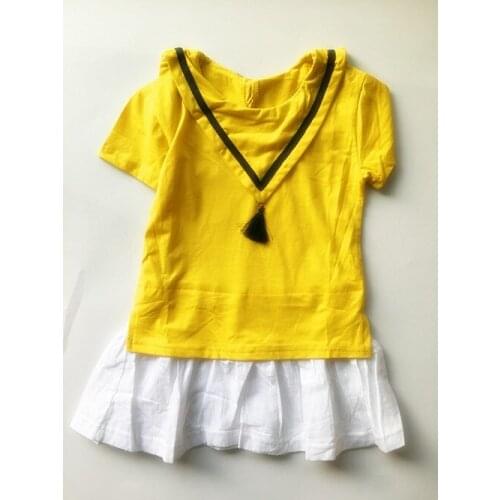 1piece /lot) 100% cotton 2020 summer baby dress yellow 100cm 3-4year old