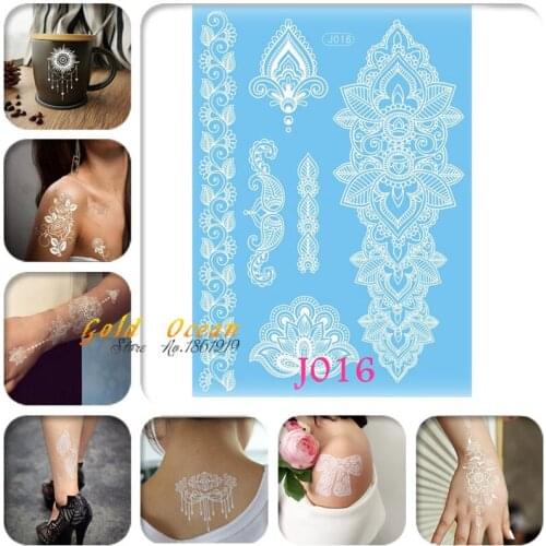 1PC New Style Large Size Henna Tattoo Sticker GJ016 Flower Bracelet Peacock White Tattoo Paste India Totem Tattoo Wedding Leaves
