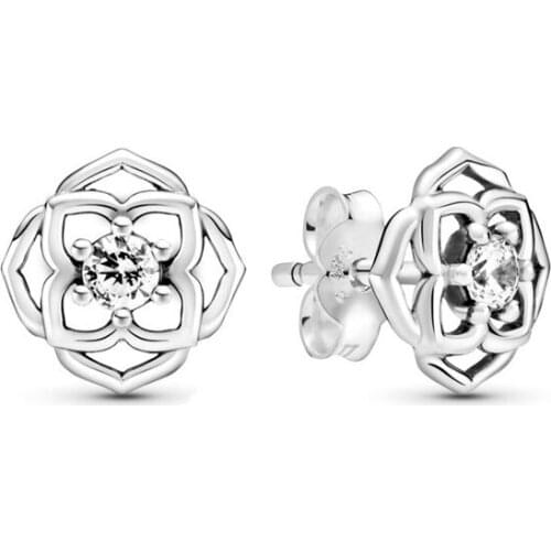 2021 New 925 Sterling Silver Mother Day Earrings Pave Carnation Flower Stud Earrings Women Fashion Jewelry Gift