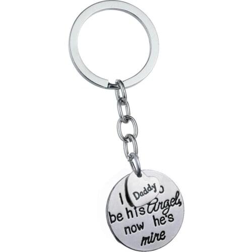36PC Daddy I Used To Be His Angel Now Hes Mine Keyrings Round Pendant Charm Keychains Family Dad Papa Fathers Day Gift Jewelry