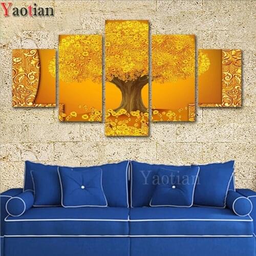 5 Pieces 5D DIY Diamond Painting Money Tree Full Round/Square Rhinestone Embroidery Beads Cross Stitch Kits Lucky Mosaic Decor