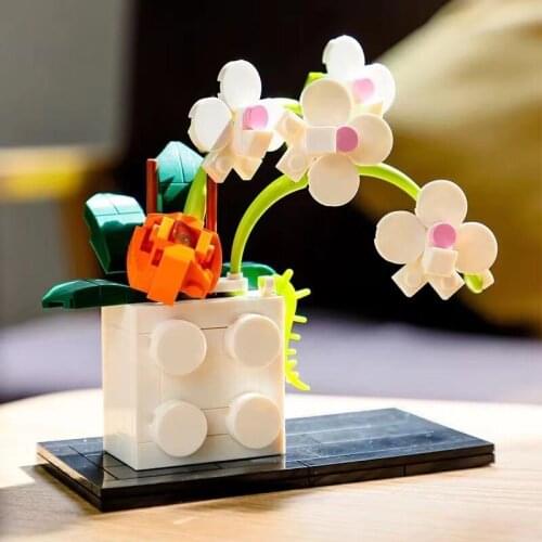 5 In 1 Flower Building Blocks Toys Home Plant Decoration Phalaenopsis Model DIY Assembled Building Blocks Childrens Toy Gifts