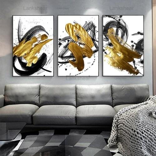 Abstract Golden Sand Canvas Art Painting Big Gold Hd Posters and Prints Luxury Wall Art for Living Room Cuadros Salon Decoration