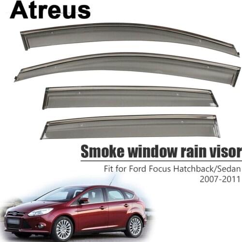 Atreus For Ford Focus Hatchback Sedan 2007 2008 2009 2010 2011 Black Car Door Window Sun Visor Wind Deflectors Weather Shield