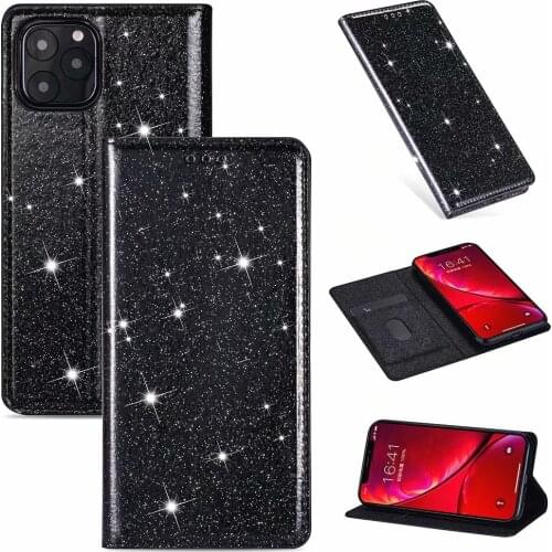 Glitter Bling Case for iPhone 12 11 Pro Max 12 Mini X XS Max XR 8 7 6 6s Plus Shiny Funda Protect Cover Flip Wallet Coque