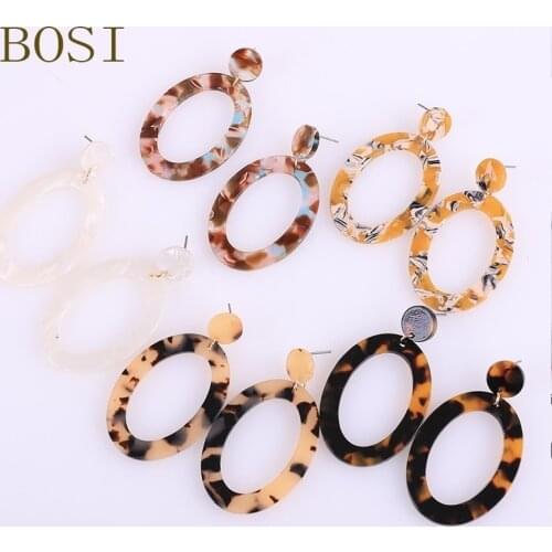 Bohemian Acrylic earrings luxury long pendant Multi-color Women fashion geometric Acetate Jewelry Statement wholesale 2019 new