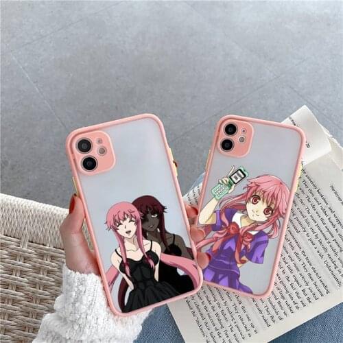 Mirai Nikki Phone Case For iPhone 12 11 Mini Pro XR XS Max 7 8 Plus X Matte transparent Pink Back Cover