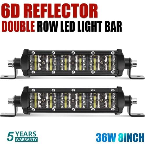 CO LIGHT 8" Dual Row 6D LED Light Bar 36W Spot/Flood Offroad Led Work Light 12V Driving Fog Lamp for Truck 4X4 4WD ATV Led Bar