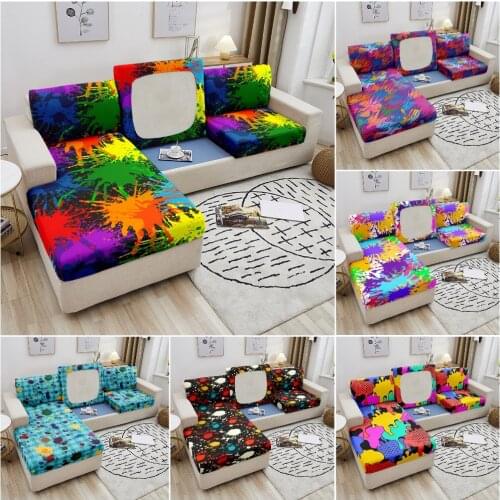 Colored Graffiti Elastic Sofa Seat Covers For Living Room Stretch Polyester Couch Cover Sofa Protector Chair Cover Home Decor