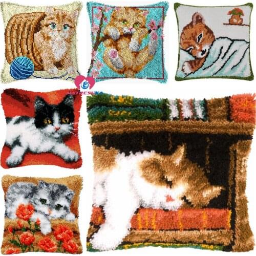 Dropshipping Cushion Latch Hook Kits Pillow dog Printing DIY Craft Cross Stitch Needlework Nylon Crocheting Cushion accessories