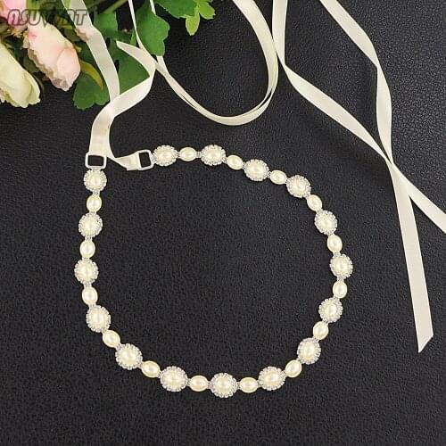 Elegant Wedding Belts Rhinestones Wedding Sashes For Girl Big Pearl Bridal Belts Bridal Sashes For Women Girl Party Dress Up