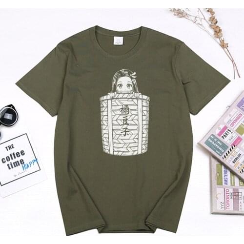 Kawaii Nezuko & Zenitsu T-shirt Japan Hot Anime Demon Slayer Tanjirou T Shirt Summer Casual Fashion Men Clothes Camiseta Hombre