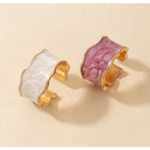 Colorful Open Joint Ring for Women Dripping Oil Irregular Alloy Metal Neutral Ring Boho Jewelry Accessories