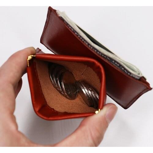 Genuine Leather Wallet Men Women Vintage Short Slim Minimalist Front Pocket Purse Money Bag Credit Card Holder With Coin Pocket