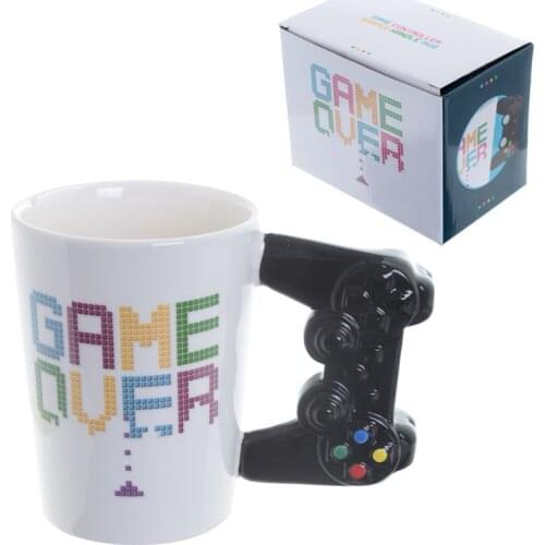 Creative GAME OVER Letter Coffee Mug With 3D Game Controller Handgrip Ceramics Milk Tea Water Mug For Boy Festival Birthday Gift
