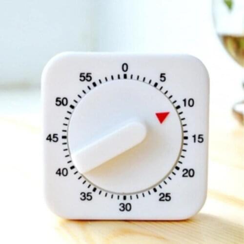 60 Minutes Kitchen Timer Count Down Alarm Reminder White Square Mechanical Timer for Kitchen Home Baking Tools