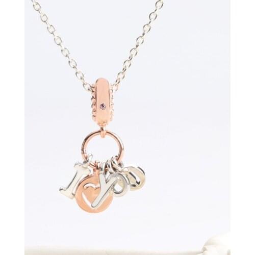 925 Sterling Silver New Letter I Love You Pendant Fit Original Bracelet Necklace