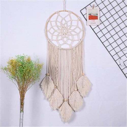 Indian Style Dreamcatcher Handmade Woven Wind Chimes Hanging Pendant Creative Leaf Dreamcatcher Home Wall Art Hanging Decoration