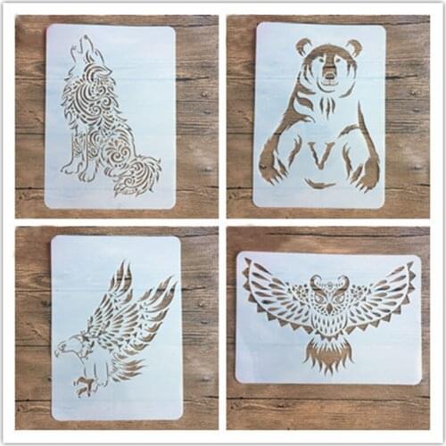 CraftArtGo DIY animal Stencils Painting Scrapbook Coloring Cake decorating sugar powder sieve printing mold printing table