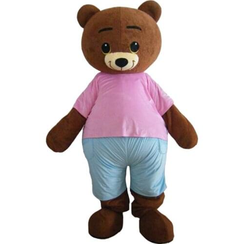 Cute Teddy Bear Custom Mascot Costume Adult Cartoon Cosplay Costume With Fan For Commercial Advertising promotion